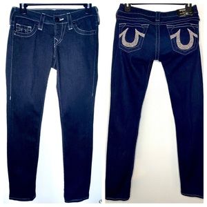 **NWOT** True Religion Stella Jeans w/ metallic embroidered horseshoe (SIZE 25)